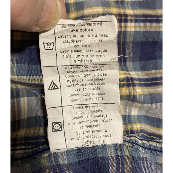 Carhartt Men Blue White Plaid 100% Cotton Short Sleeves Button Down Shirt Large - Picture 6 of 7